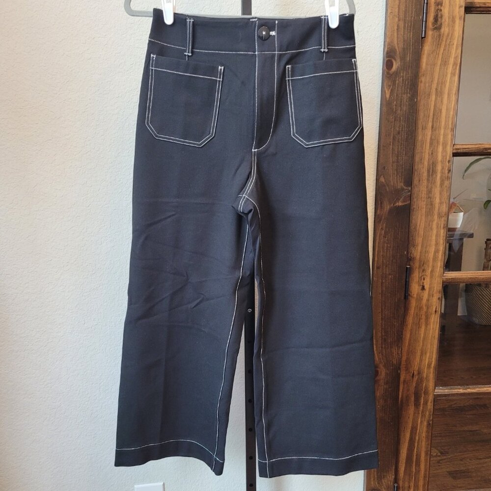 Anthropologie MAEVE Wide Leg Pants with Contrast Stitching